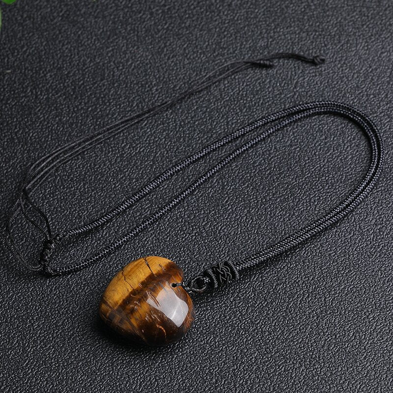 Natural Yellow Tiger's Eye Heart Necklace