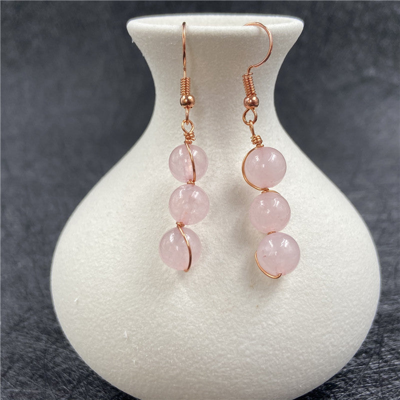 Crystal earrings, round bead earrings, ear hooks