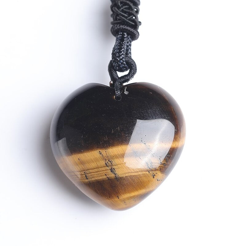 Natural Yellow Tiger's Eye Heart Necklace