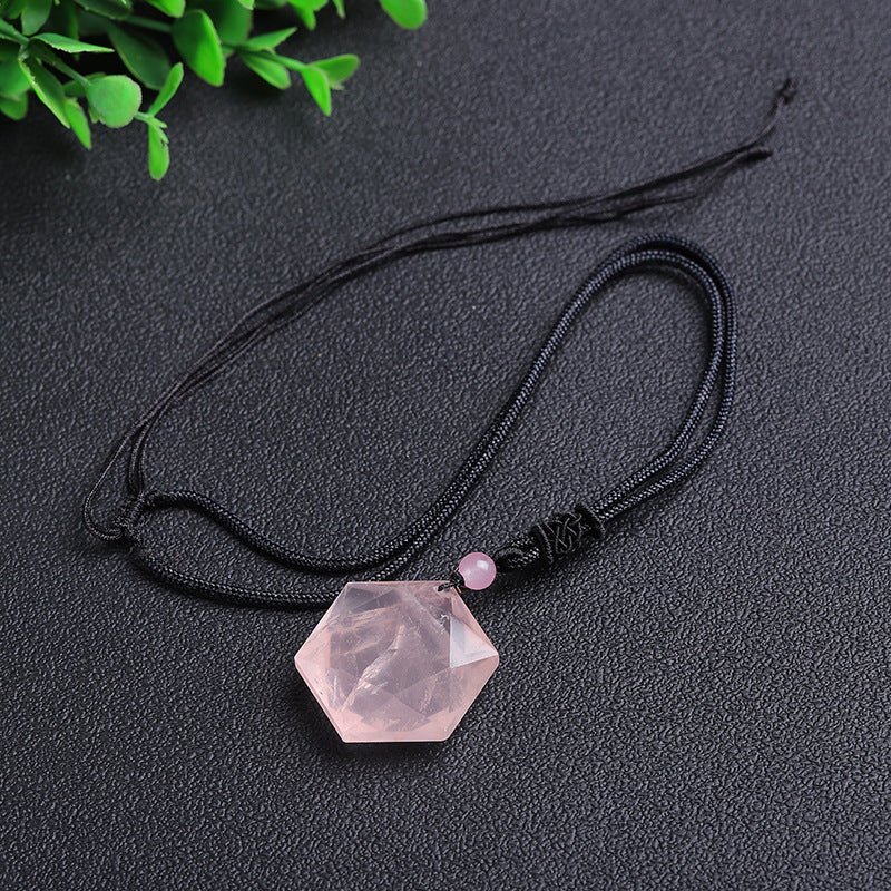 Natural Rose Quartz Six-Pointed Star Necklace