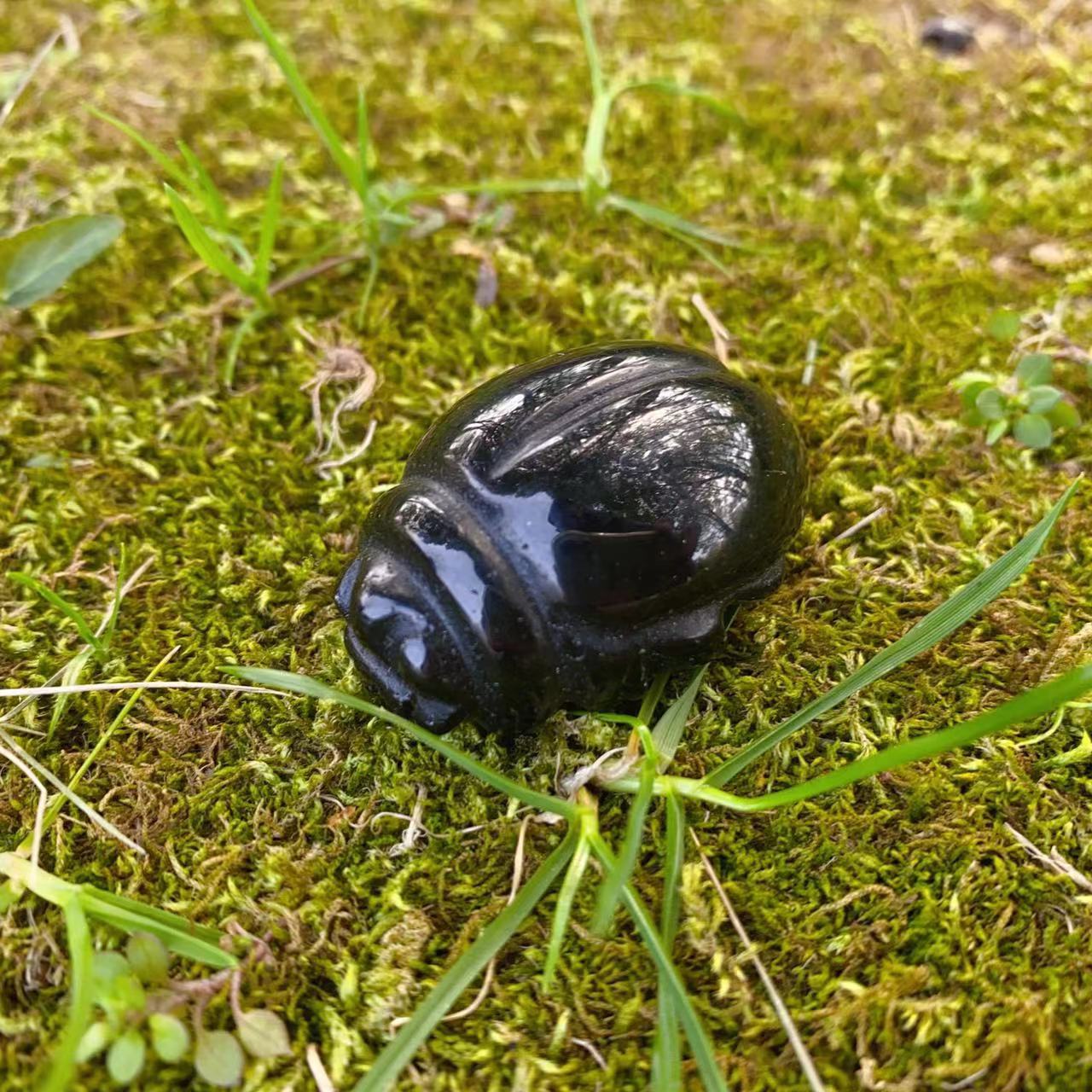 crystal stone carving beetle