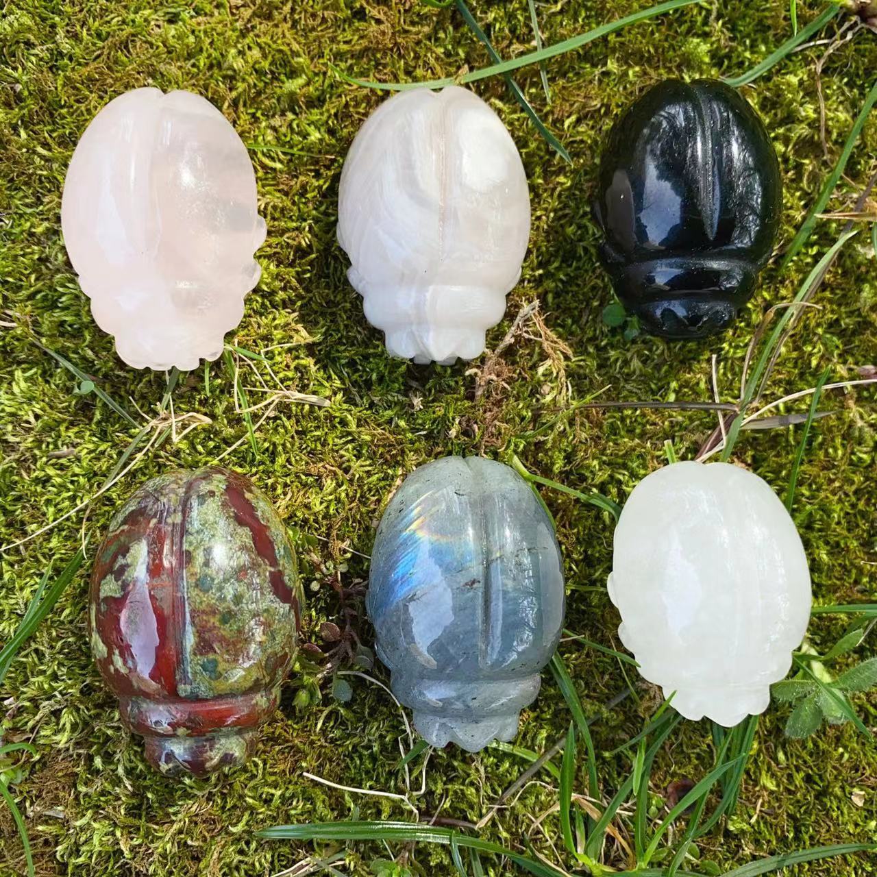 crystal stone carving beetle