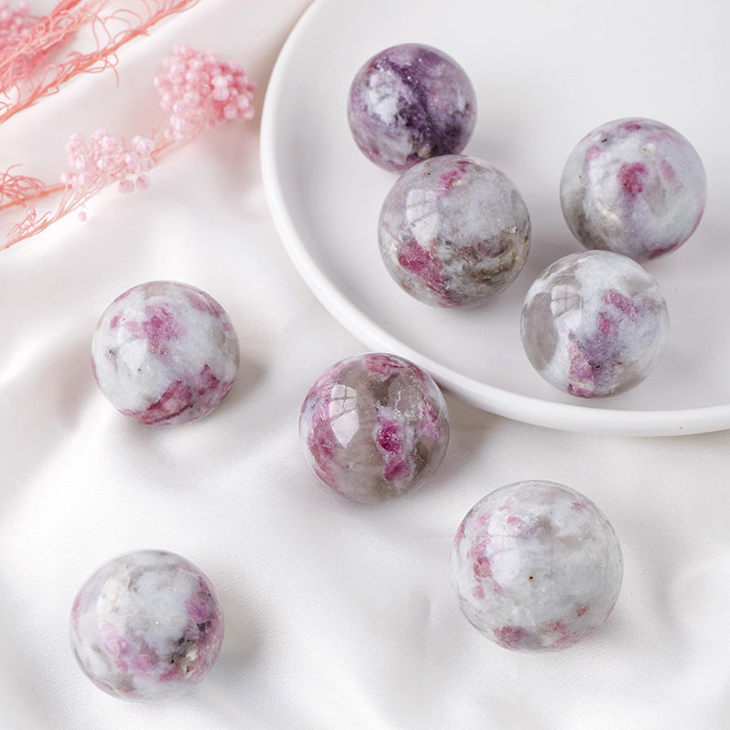 Natural crystal pink tourmaline ball/sphere