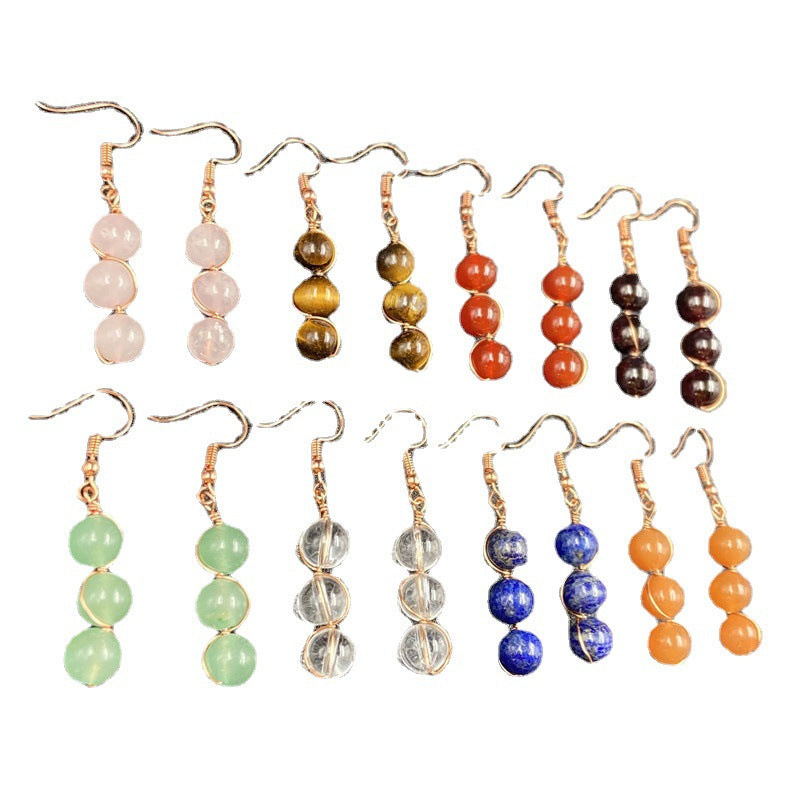 Crystal earrings, round bead earrings, ear hooks