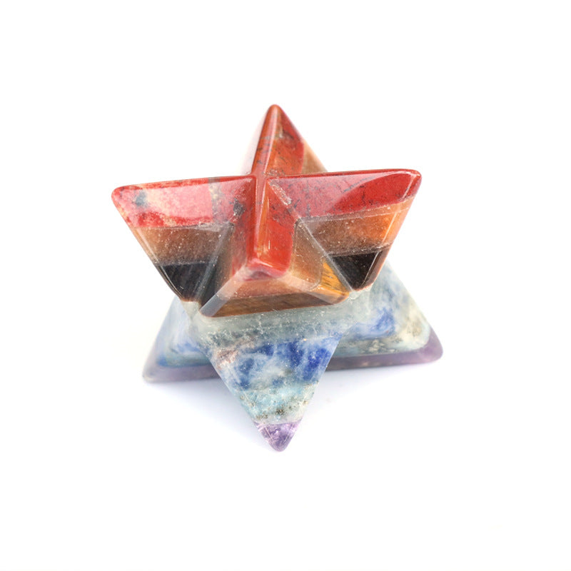 seven chakra stone splicing Mercaba satellite six-pointed star