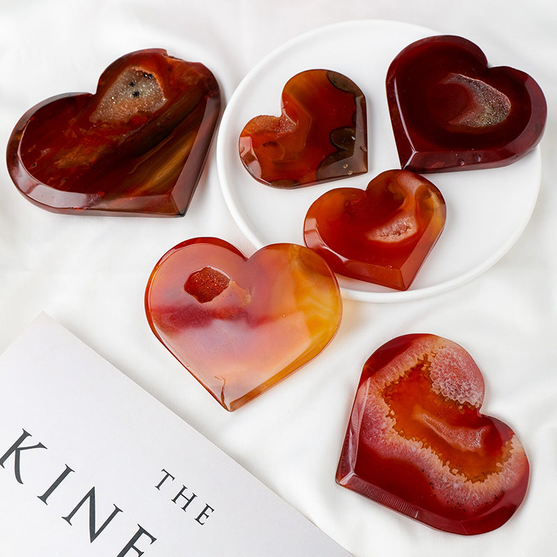 Natural Carnelian Geode Heart