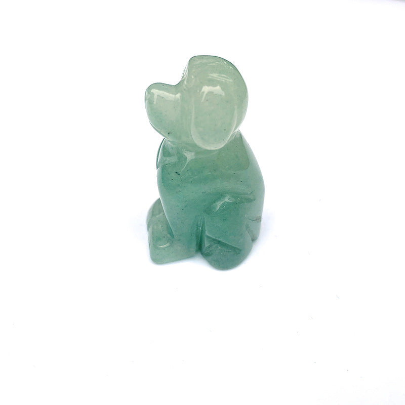 Natural stone jade puppy animal green aventurine