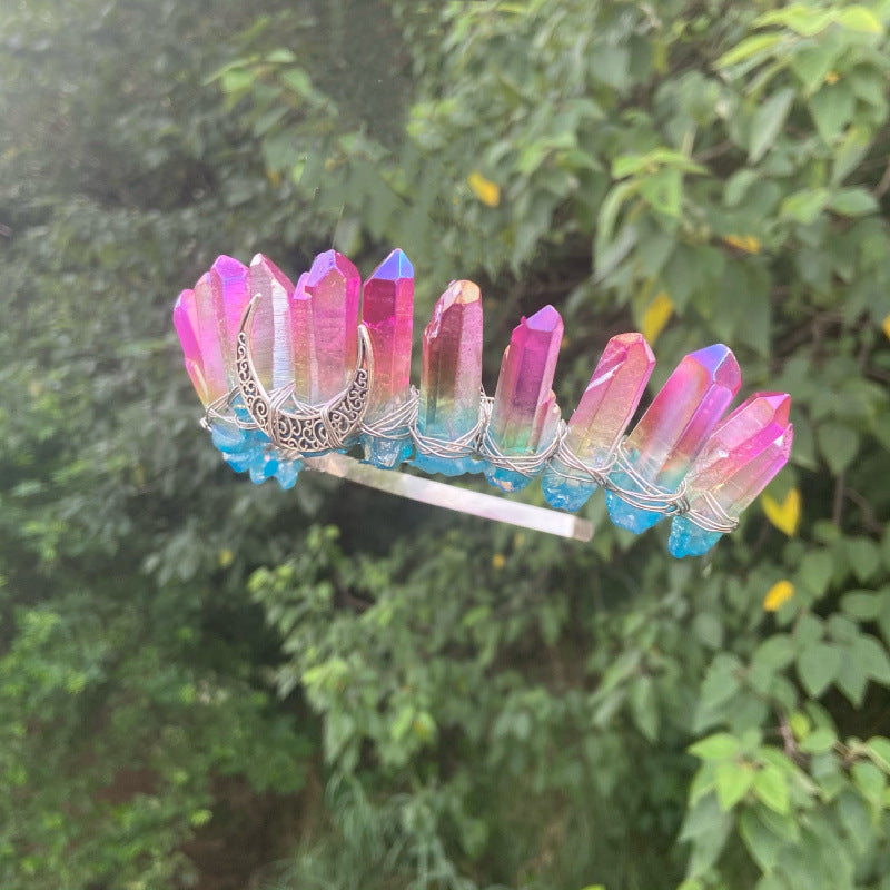 Crystal electroplated DIY moon crown mermaid