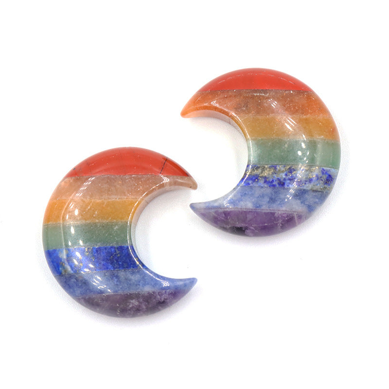 Natural crystal seven chakra stone moon