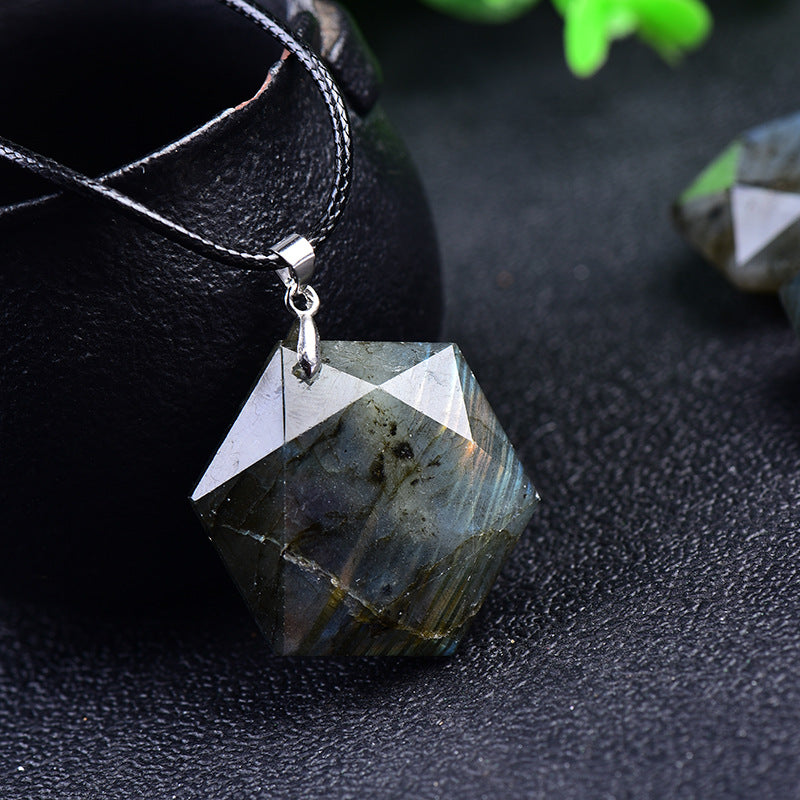 Natural Labradorite Six-Pointed Star Necklace