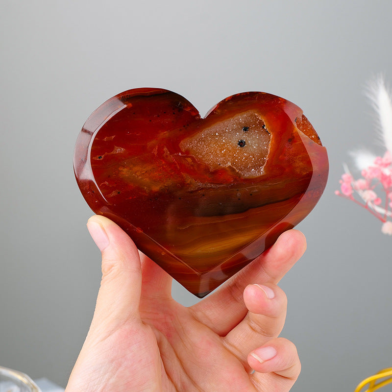 Natural Carnelian Geode Heart