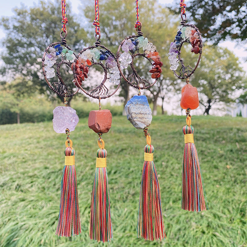 Natural Crystal Charka Lucky Tree Car Hanging