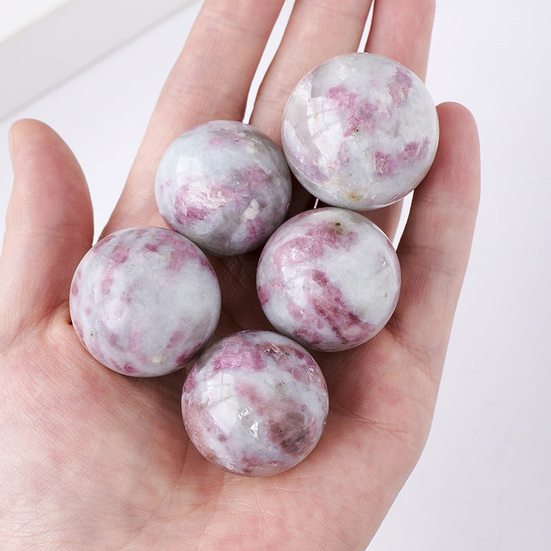 Natural crystal pink tourmaline ball/sphere