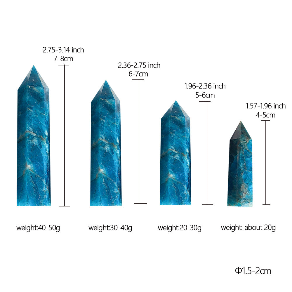 Blue apatite  single pointed hexagonal prism