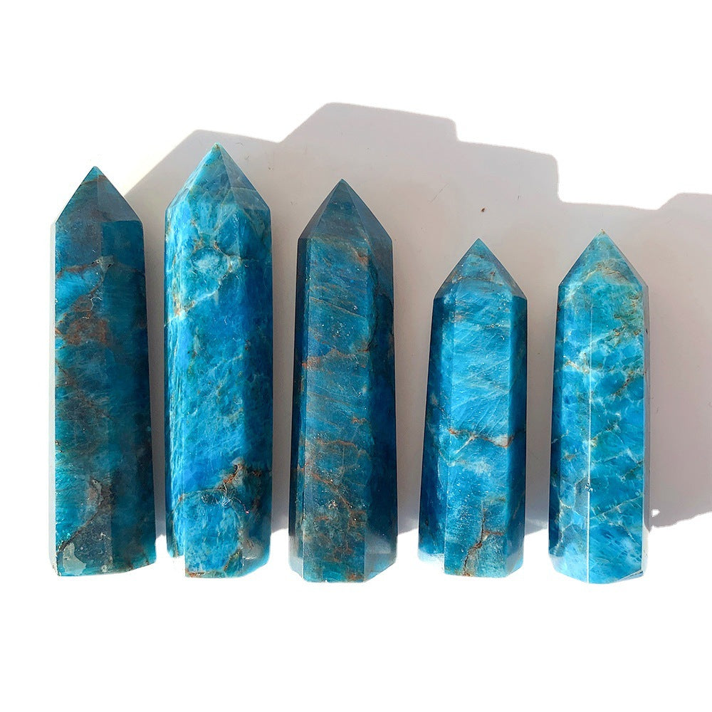 Blue apatite  single pointed hexagonal prism