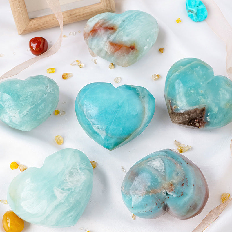 Natural Crystal Sky Blue Amazon Jasper Heart