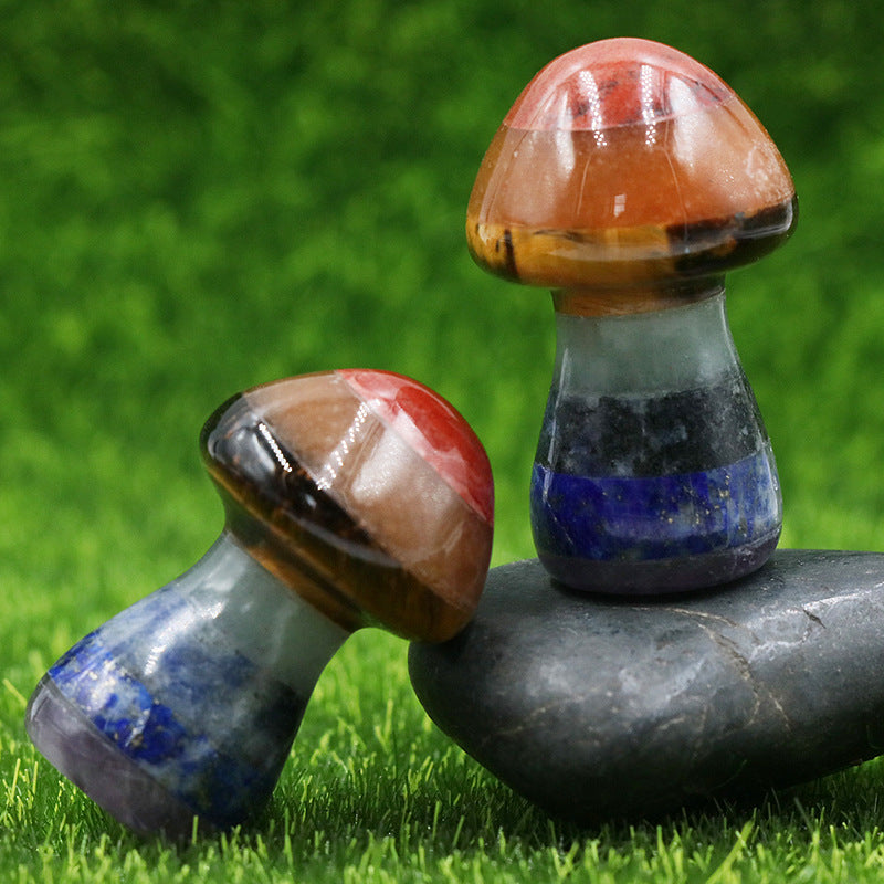 seven chakra  crystal stone large mushroom-shaped jade