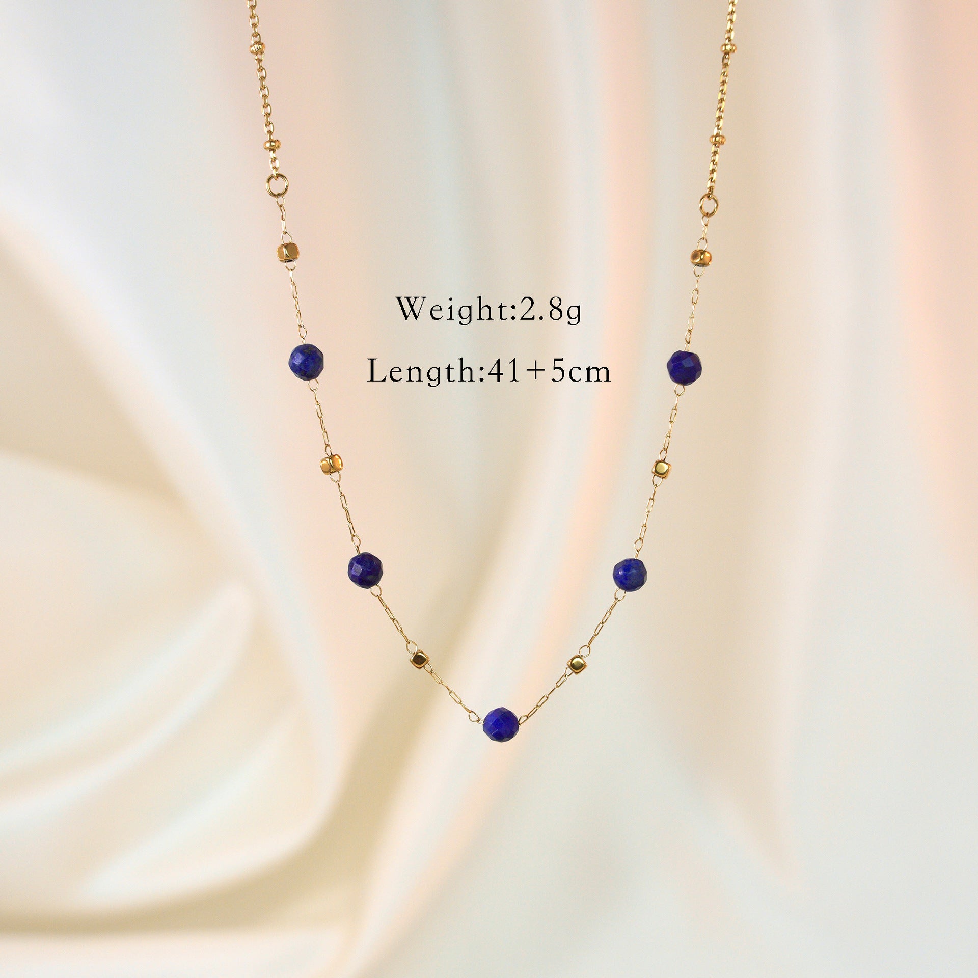 Lapis Lazuli Women's Natural Stone Pendant Jewelry Stainless Steel 14K Gold Eye Eight-Pointed Stars Necklace