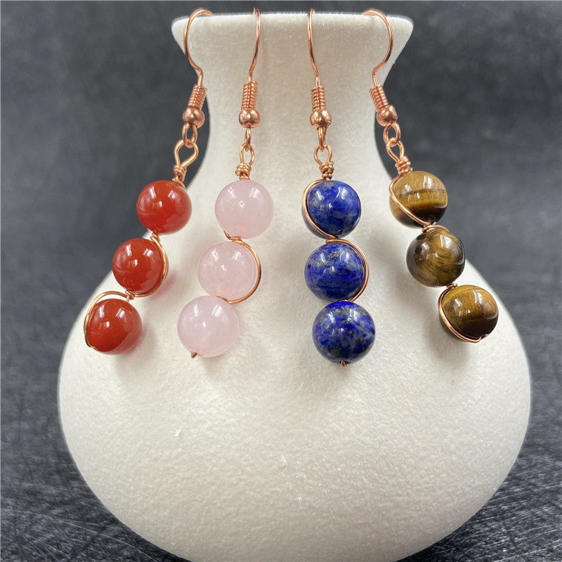 Crystal earrings, round bead earrings, ear hooks