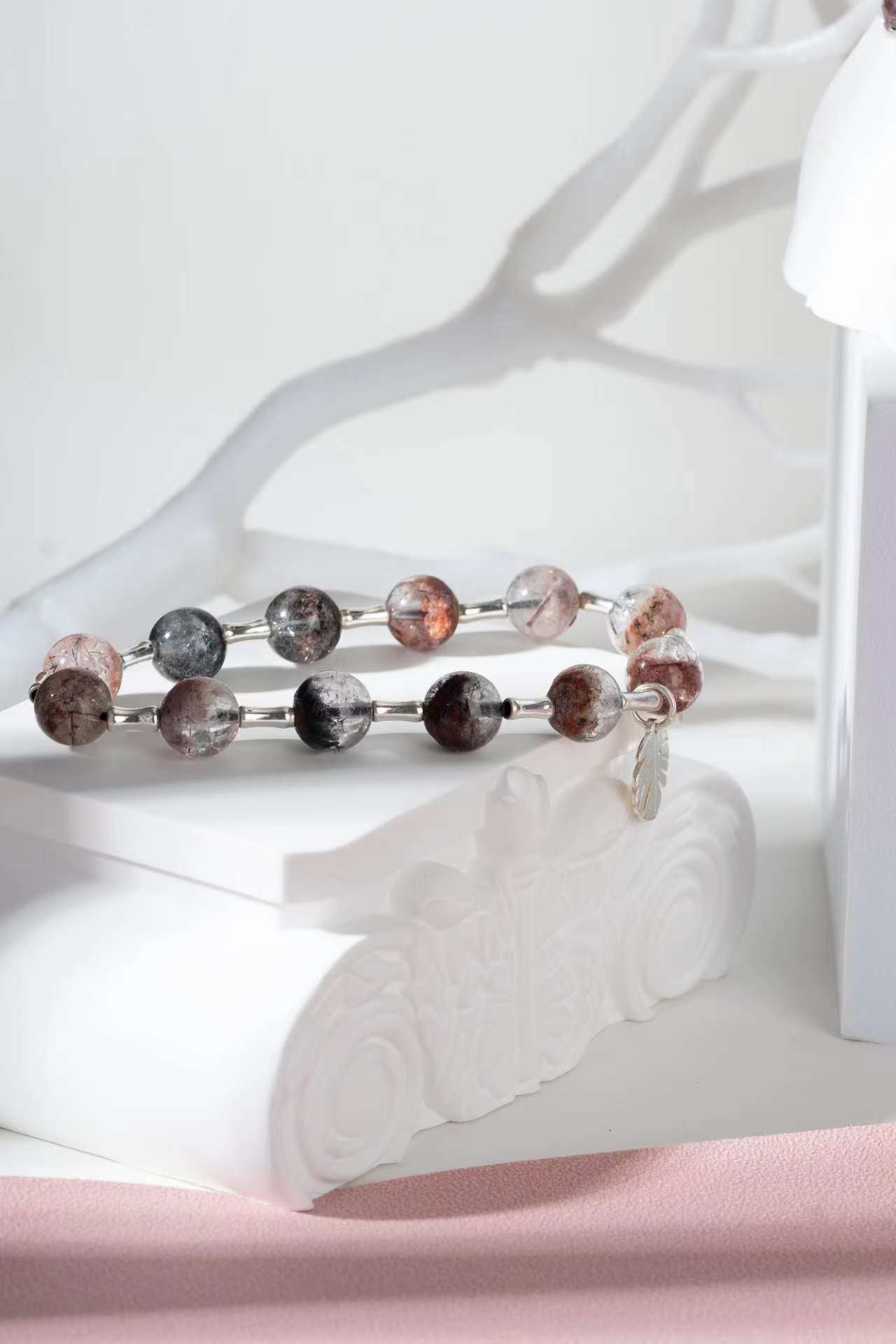 garden quartz & rutile silver bracelet