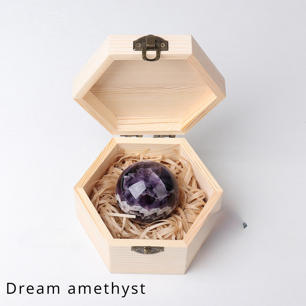 Crystal  polished crystal ball wooden box gift box