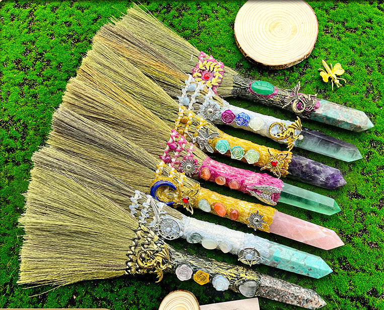 natural crystal hexagonal column broom