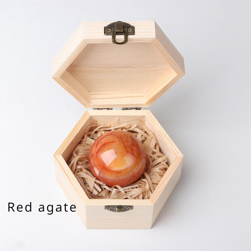 Crystal  polished crystal ball wooden box gift box