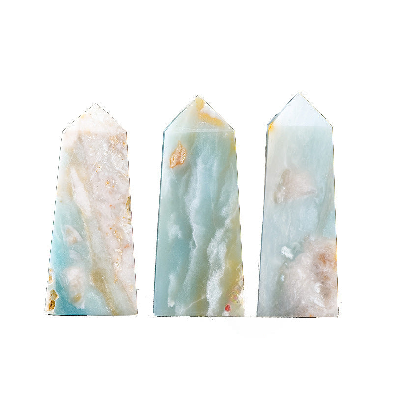 Rock crystal sky blue Amazonite  quadrangular column