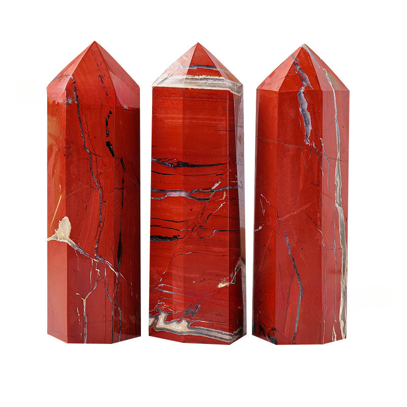 Natural red jasper single-pointed crystal columns