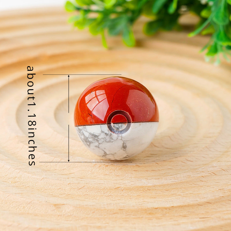 Natural Howlite & red jasper Crystal Pokémon ball/sphere