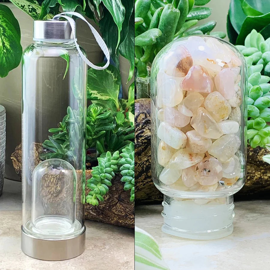 Flower Blossom Agate Gem Pod Water Bottle