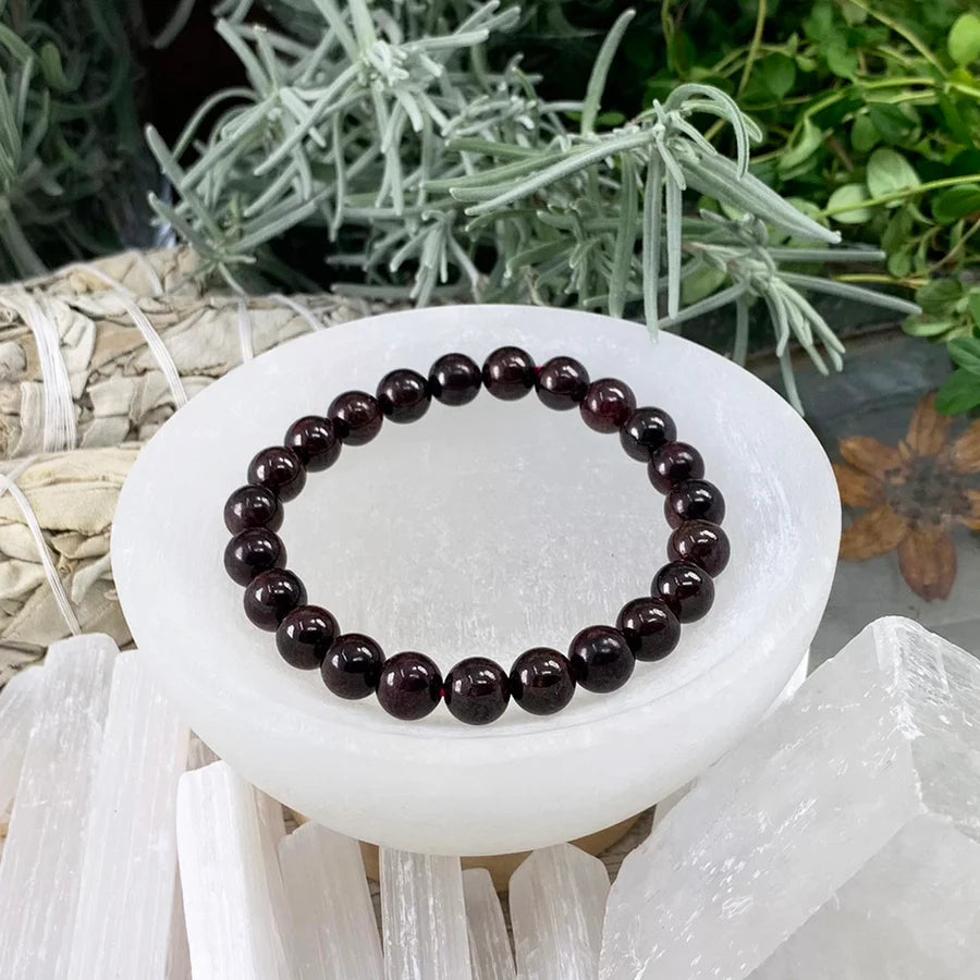 Mala Garnet Bracelet With Velvet Pouch