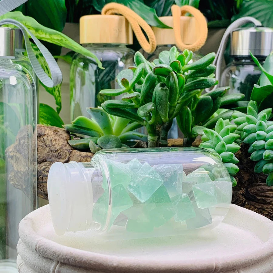 Green Fluorite Gem Pod Water Bottle