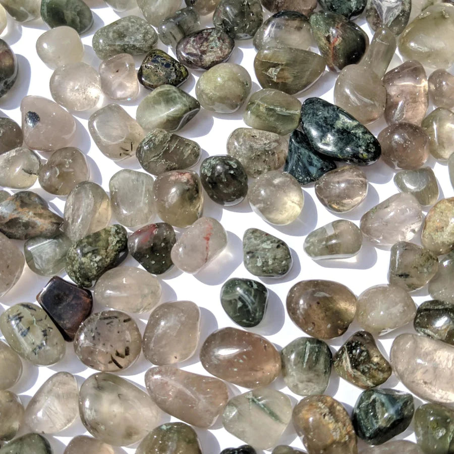 Green Hair Quartz Tumbled Stone