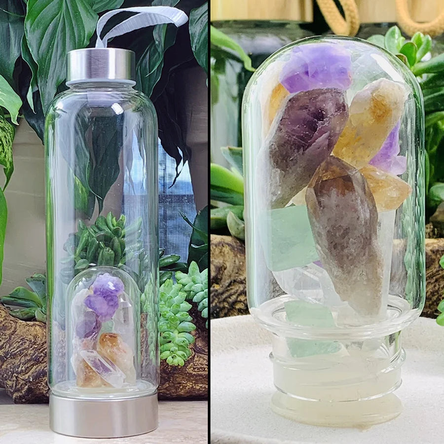 High Vibe Mixed Crystal Gem Pod Water Bottle