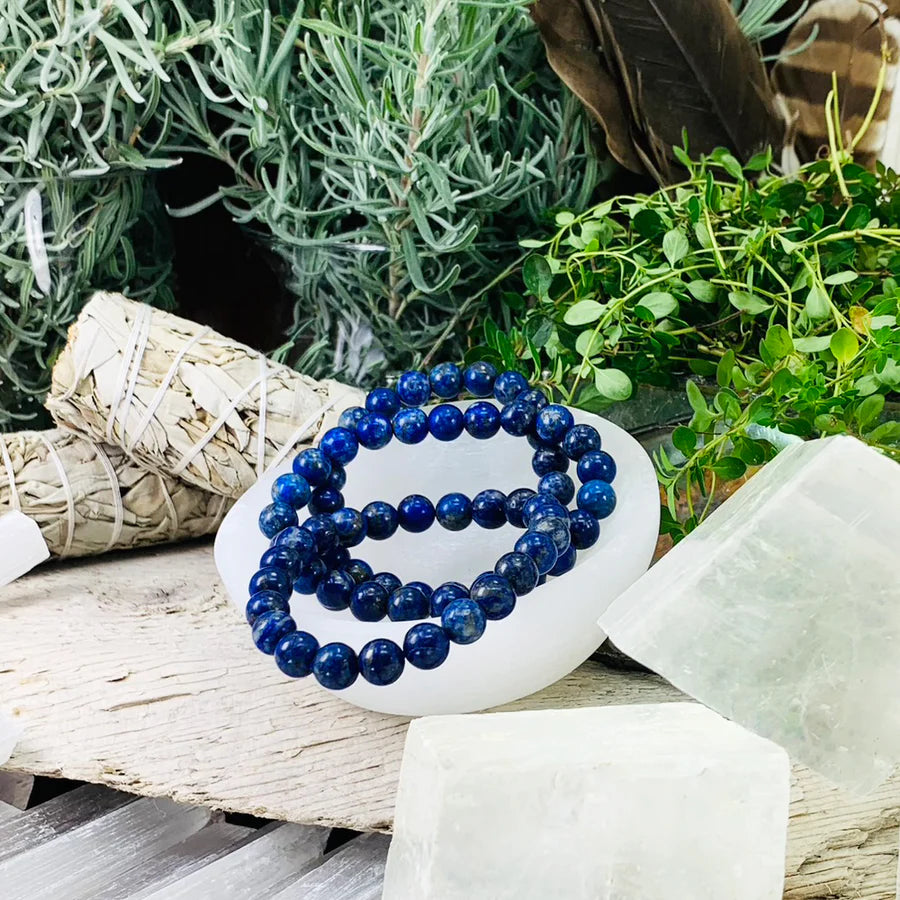 Mala Lapis Lazuli Bracelet With Velvet Pouch