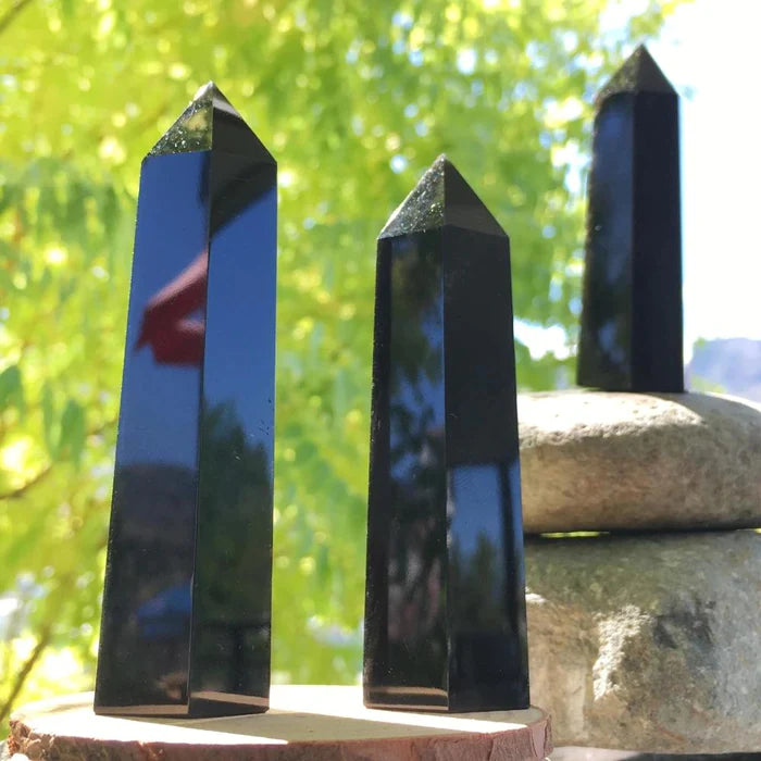 Natural Black Obsidian Tower