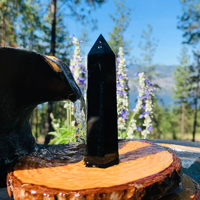 Natural Black Obsidian Tower