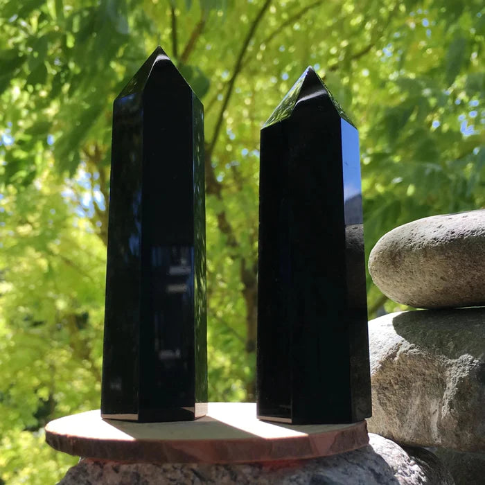 Natural Black Obsidian Tower