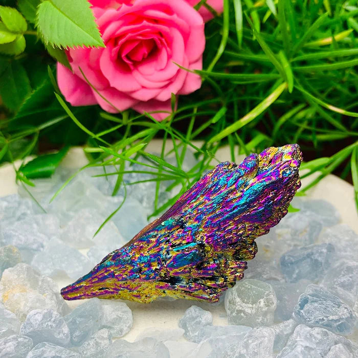 Rainbow Peacock Titanium Kyanite Fan