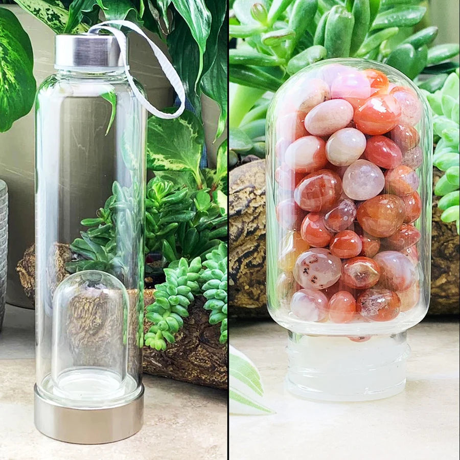 Red Carnelian Gem Pod Water Bottle