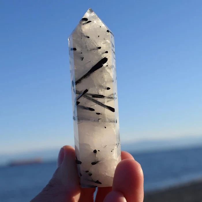 Black tourmaline in quartz