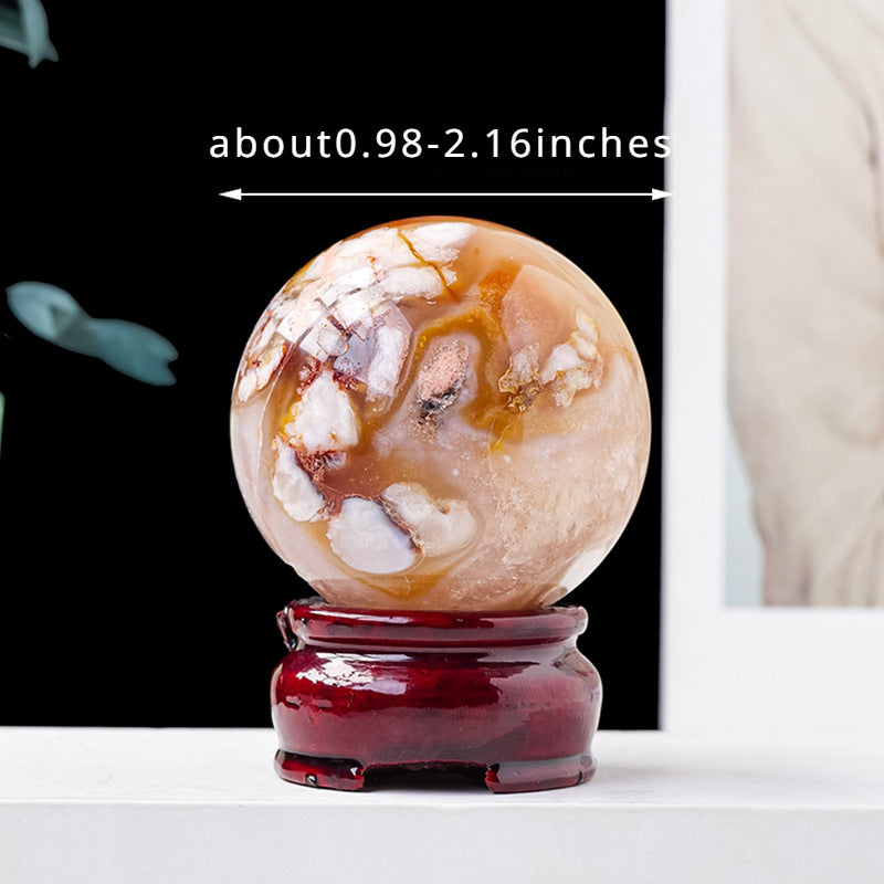 Natural crystal cherry blossom agate crystal ball/sphere