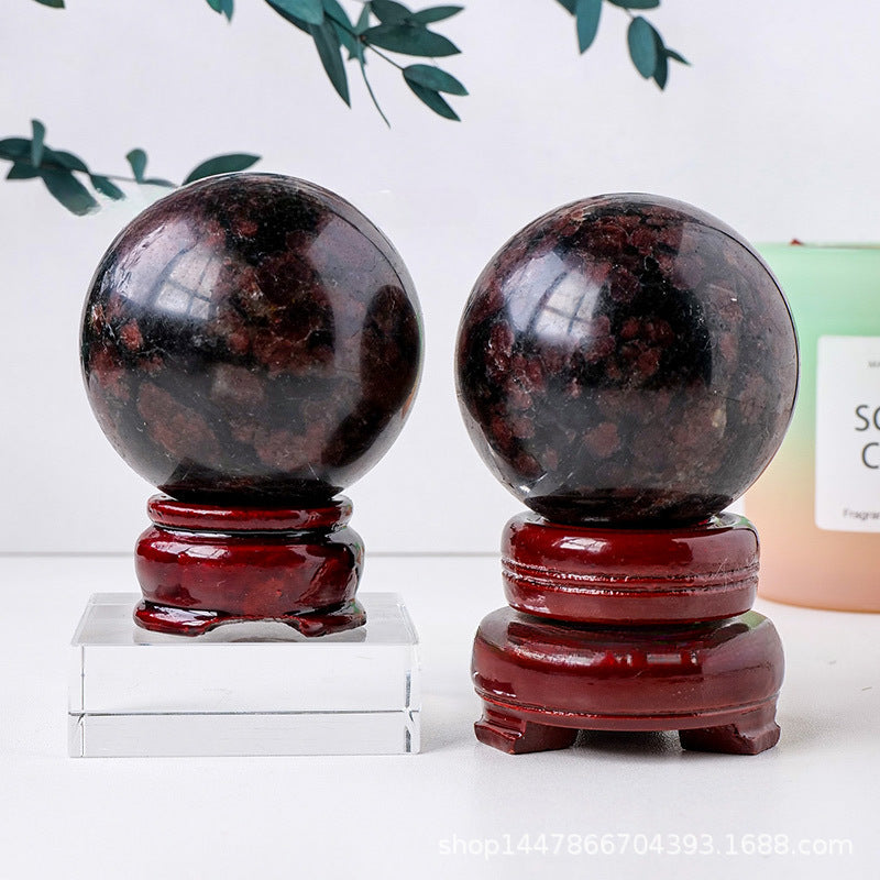 Natural garnet & astrophyllite ball/sphere