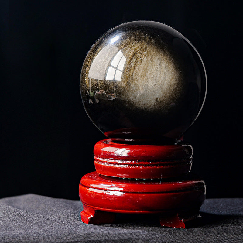 Natural gold obsidian crystal ball/sphere