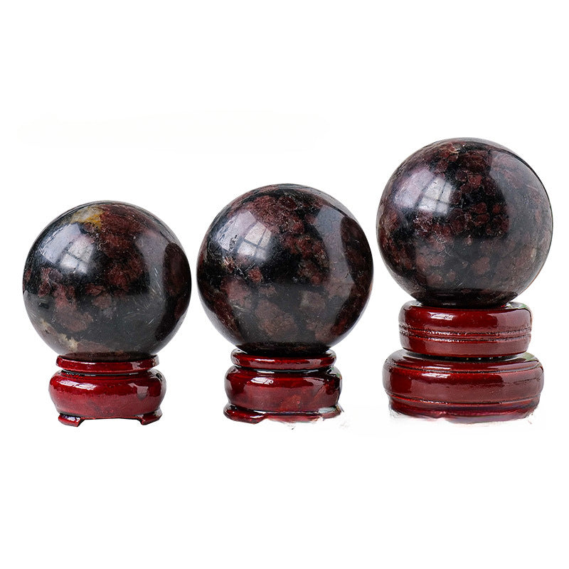 Natural garnet & astrophyllite ball/sphere