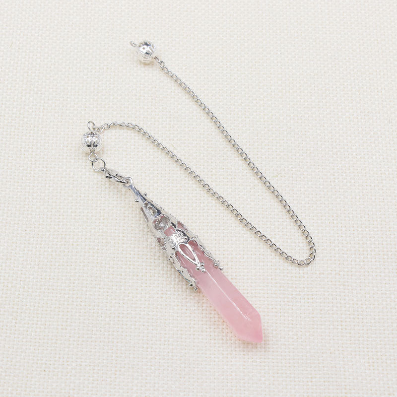 Rock crystal hexagonal column pendulum pendant