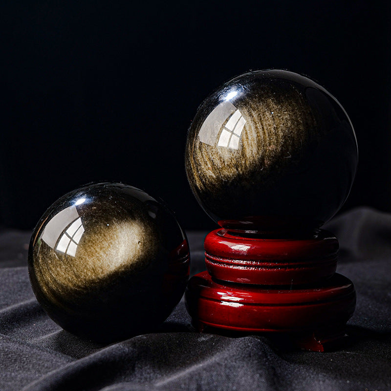 Natural gold obsidian crystal ball/sphere