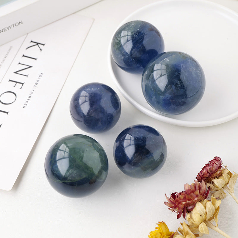 Natural crystal blue-green fluorite ball/sphere