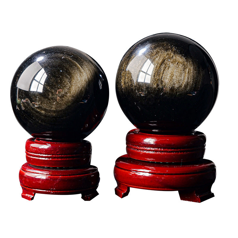 Natural gold obsidian crystal ball/sphere